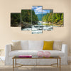 Mountain river with waterfall Multi Panel Canvas Wall Art