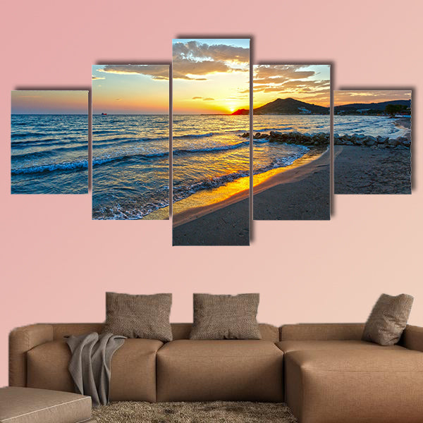 The sunrise view from beach, multi panel canvas wall art