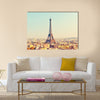 View on Eiffel tower at sunset, Paris, France Multi panel canvas wall art