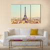 View on Eiffel tower at sunset, Paris, France Multi panel canvas wall art