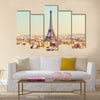 View on Eiffel tower at sunset, Paris, France Multi panel canvas wall art