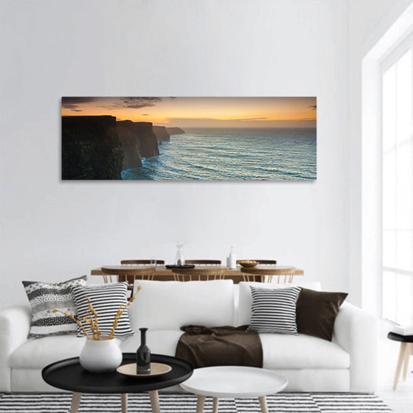 Famous cliffs of Moher at sunset panoramic canvas wall art
