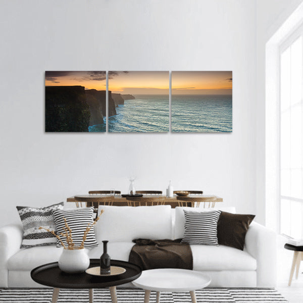 Famous cliffs of Moher at sunset panoramic canvas wall art