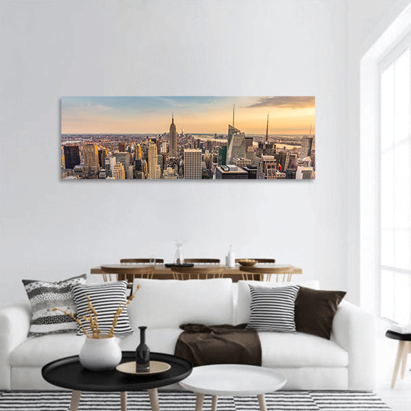 New York City midtown skyline panoramic canvas wall art