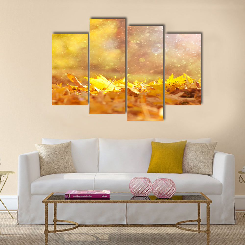 Beautiful sunny and rainy yellow color autumn season Multi panel canvas wall art