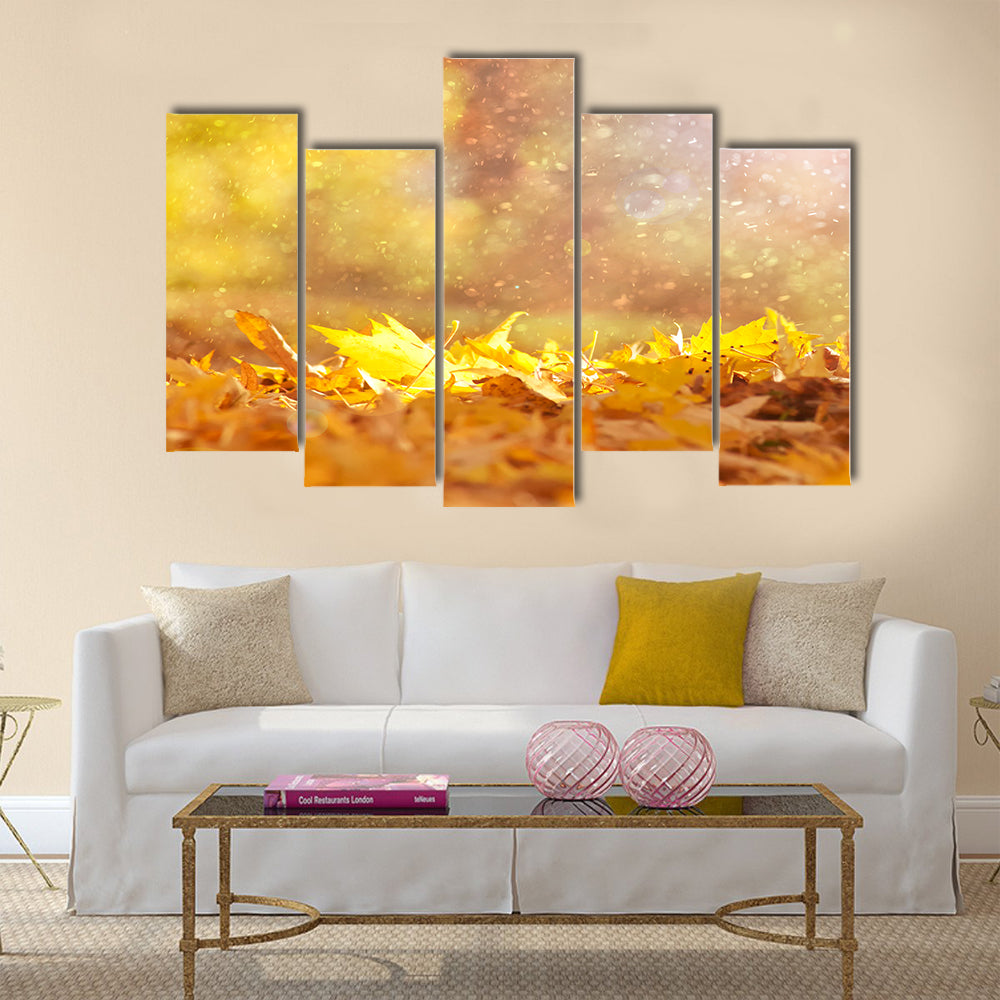 Beautiful sunny and rainy yellow color autumn season Multi panel canvas wall art