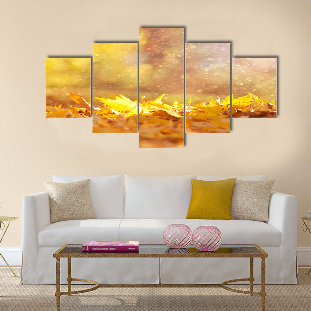 Beautiful sunny and rainy yellow color autumn season Multi panel canvas wall art