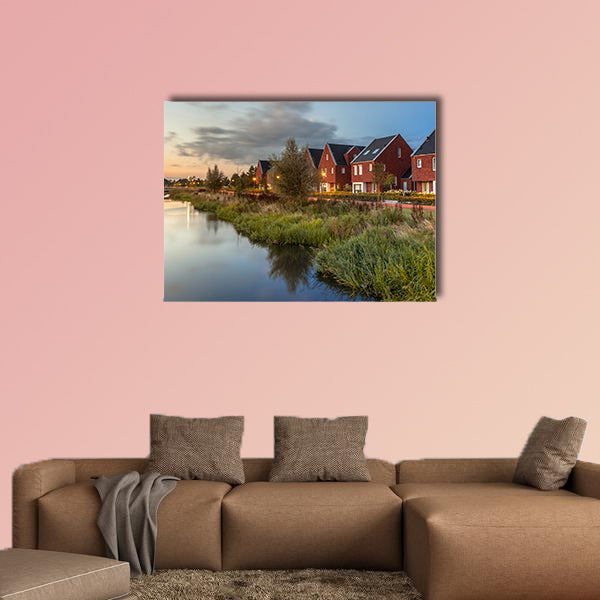 Long exposure night shot of a Street in Netherlands multi panel canvas wall art