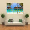 The Water Bungalows On A Tropical Island, Maldives, Multi Panel Canvas Wall Art