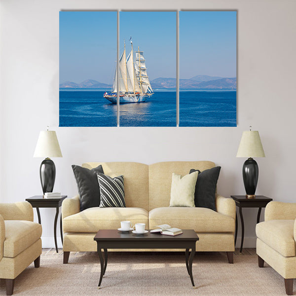 Sailing ship in a beautiful summer day Multi Panel Canvas Wall Art