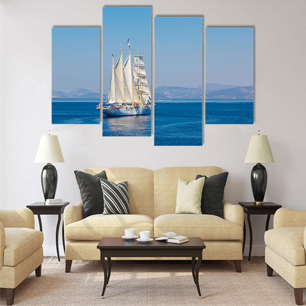 Sailing ship in a beautiful summer day Multi Panel Canvas Wall Art