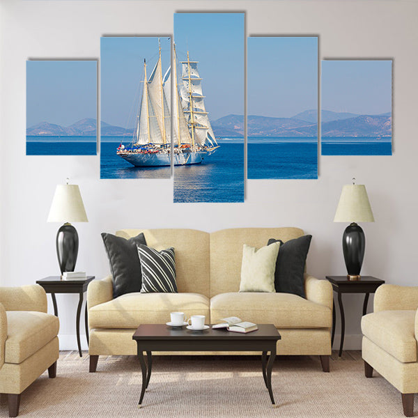 Sailing ship in a beautiful summer day Multi Panel Canvas Wall Art