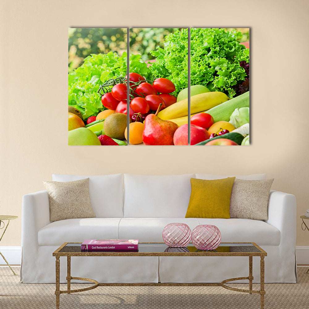 Fresh fruits and vegetables Multi panel canvas wall art