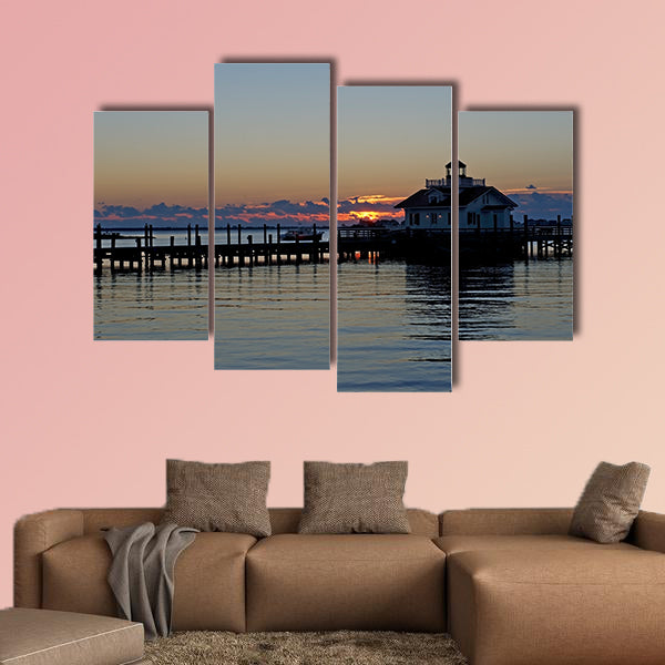 Roanoke Marshes Lighthouse in Manteo, North Carolina, Multi panel canvas wall art