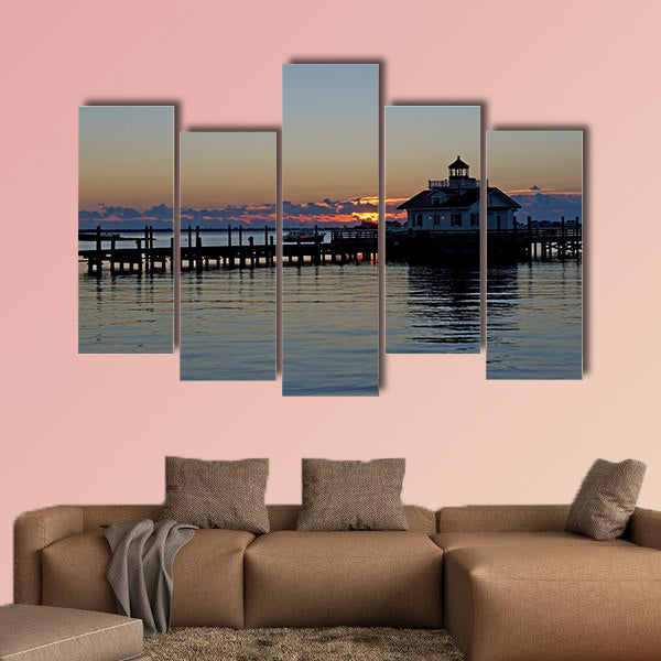 Roanoke Marshes Lighthouse in Manteo, North Carolina, Multi panel canvas wall art