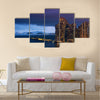 Panama City, enter the Canal and the Trump Tower Skyscraper at sunset Multi panel canvas wall art