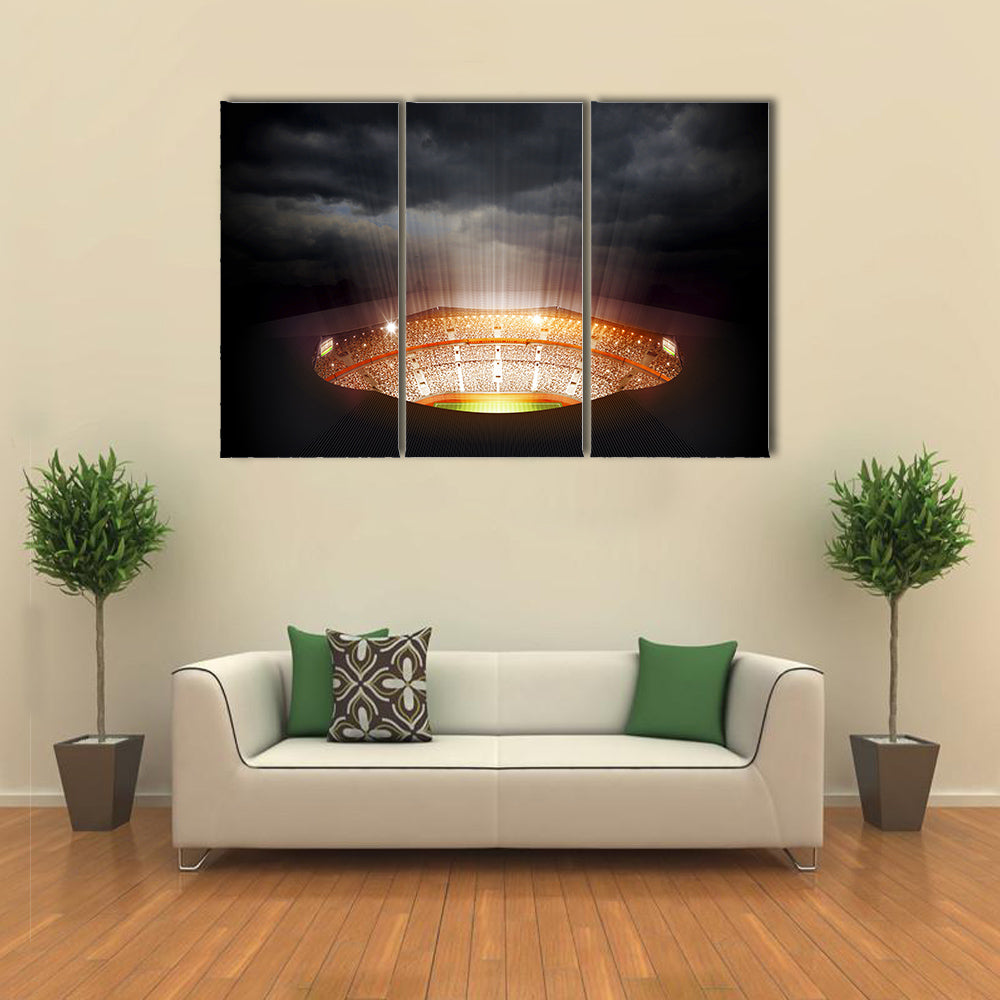 A Stadium At Night With Its Wispering Beauty, Brazil, Multi Panel Canvas Wall Art