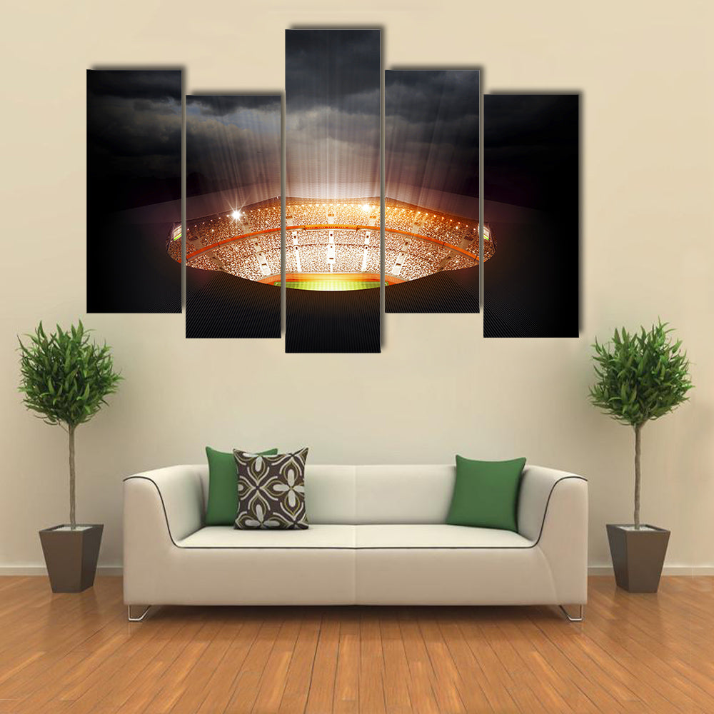 A Stadium At Night With Its Wispering Beauty, Brazil, Multi Panel Canvas Wall Art