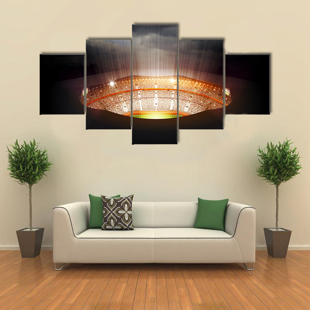 A Stadium At Night With Its Wispering Beauty, Brazil, Multi Panel Canvas Wall Art