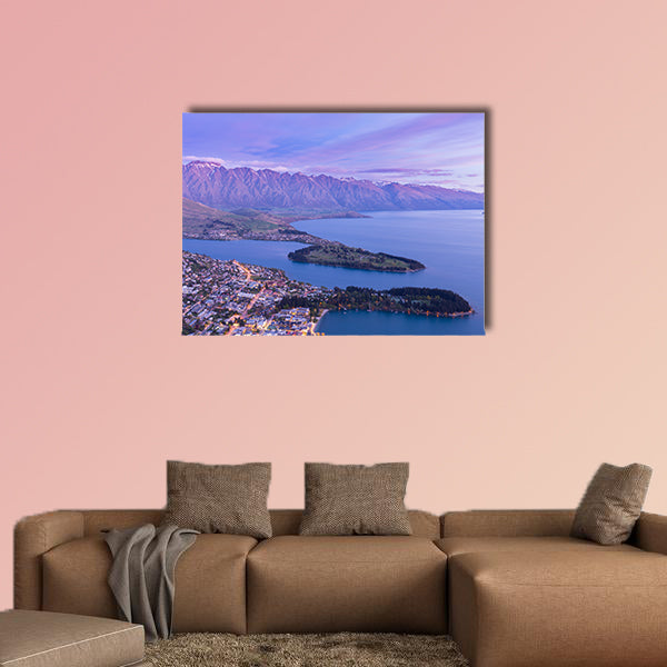 Queenstown aerial view at twilight New Zealand Multi panel canvas wall art