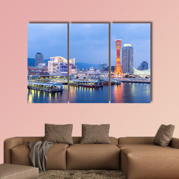 Skyline and Port of Kobe Tower Kansai, Japan multi panel canvas wall art