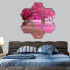 Fantasy park with pink colors hexagonal canvas wall art