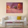 Illuminated Night Winter City Scene Multi panel canvas wall art