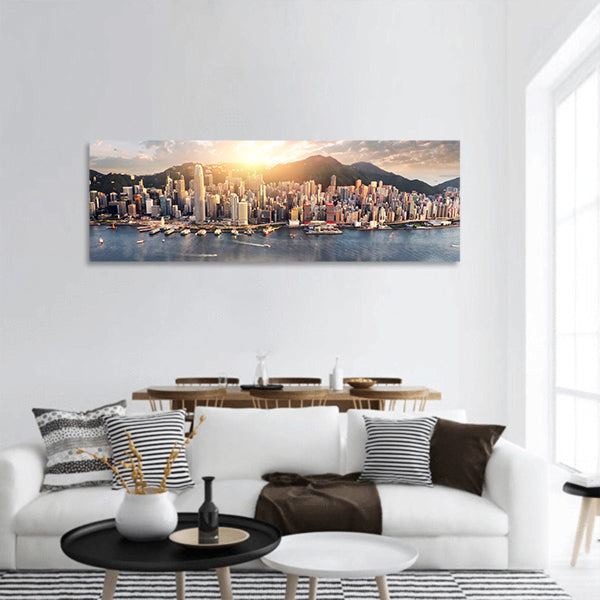 Hong Kong city skyline panoramic canvas wall art