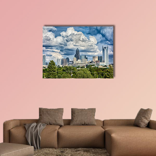 Charlotte north carolina city skyline Multi panel canvas wall art