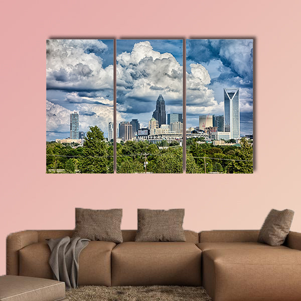 Charlotte north carolina city skyline Multi panel canvas wall art