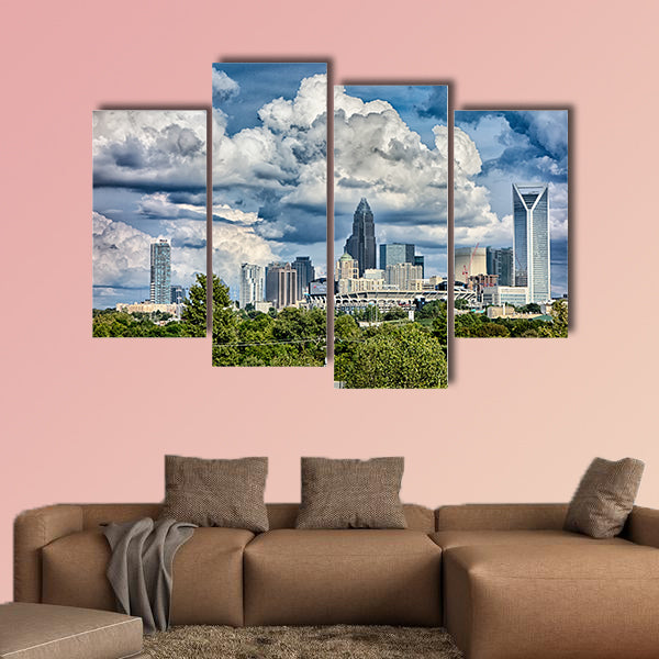 Charlotte north carolina city skyline Multi panel canvas wall art
