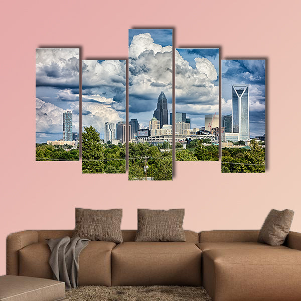 Charlotte north carolina city skyline Multi panel canvas wall art