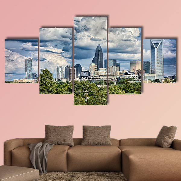 Charlotte north carolina city skyline Multi panel canvas wall art