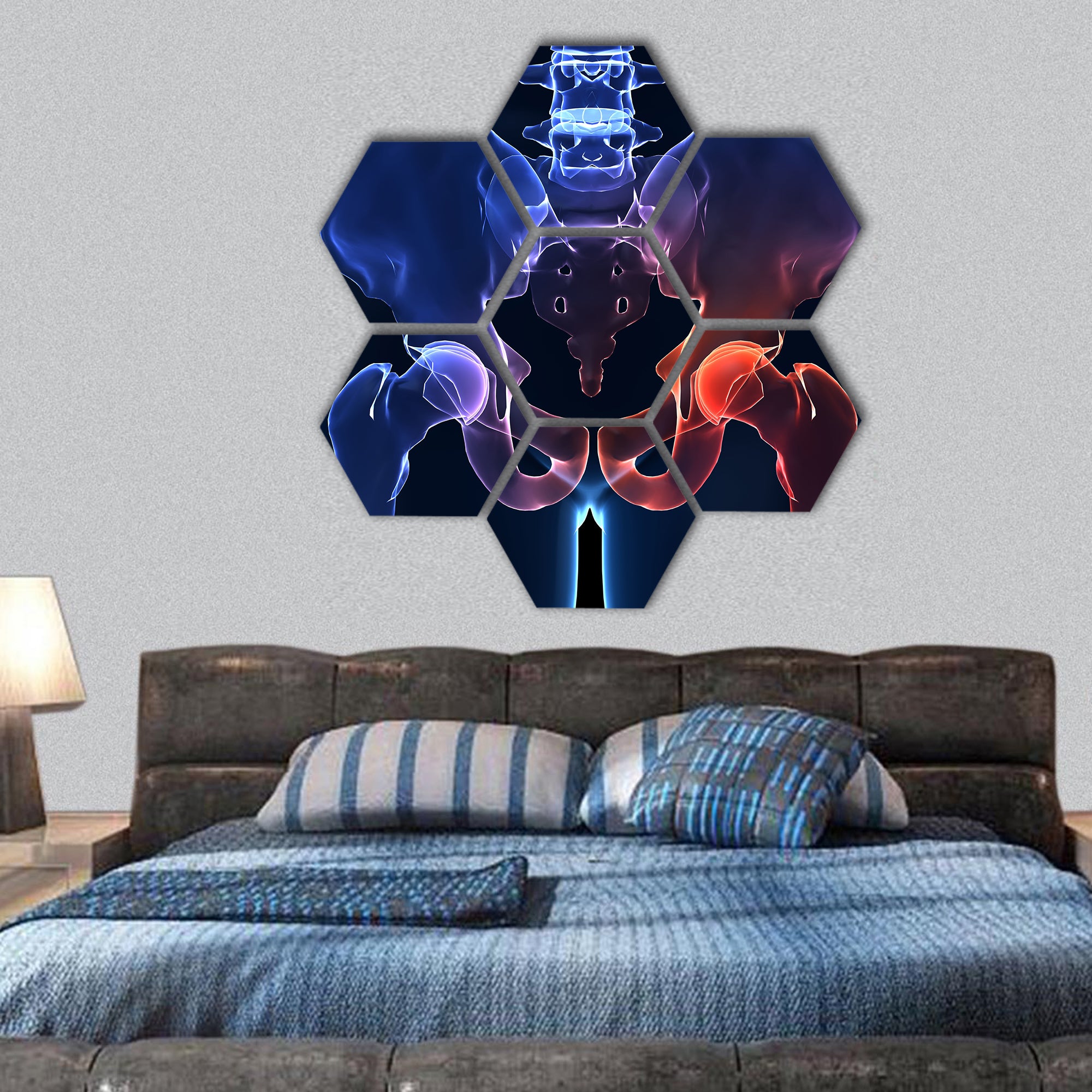 human painful hip hexagonal canvas wall art
