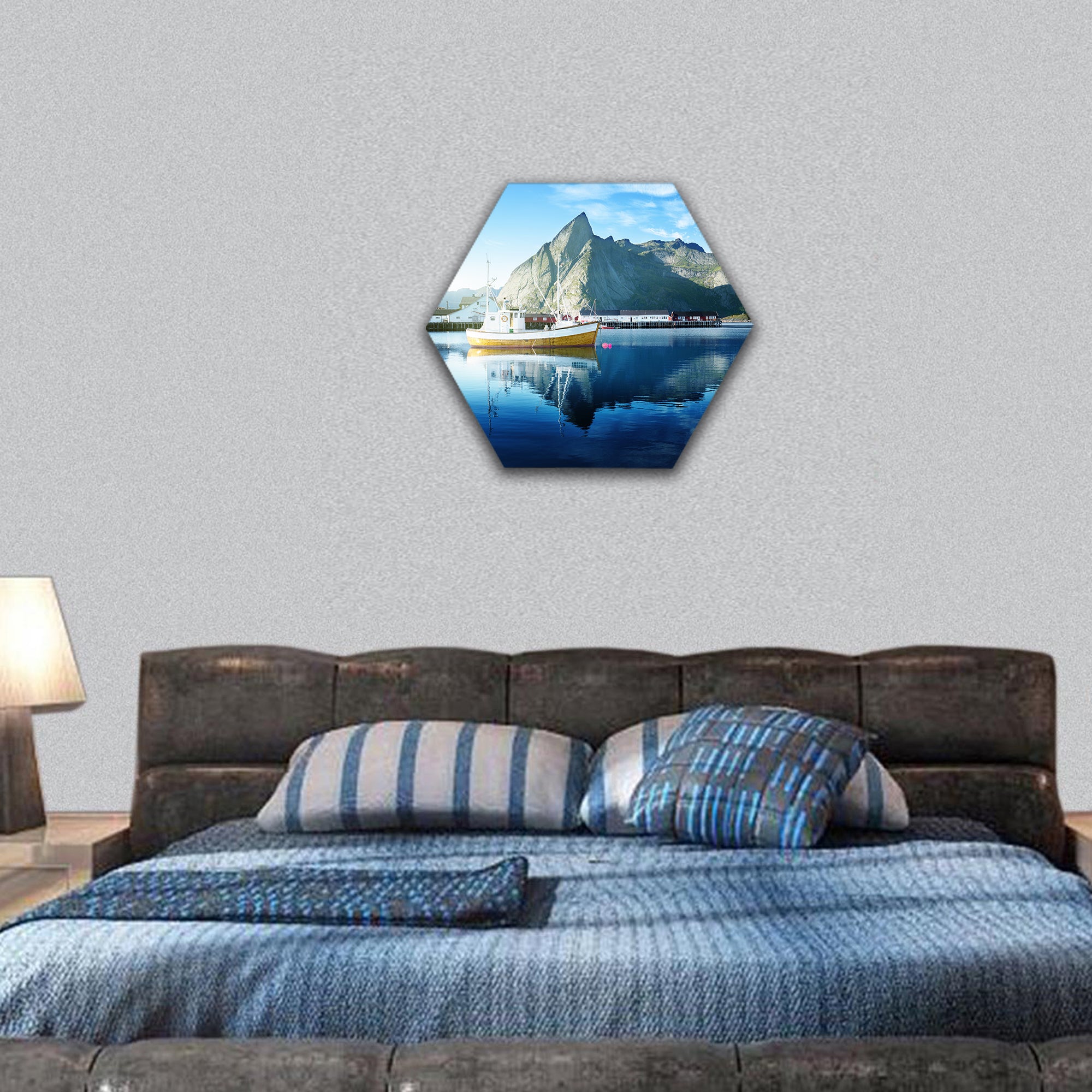 Reine, Lofoten islands, Norway hexagonal canvas wall art
