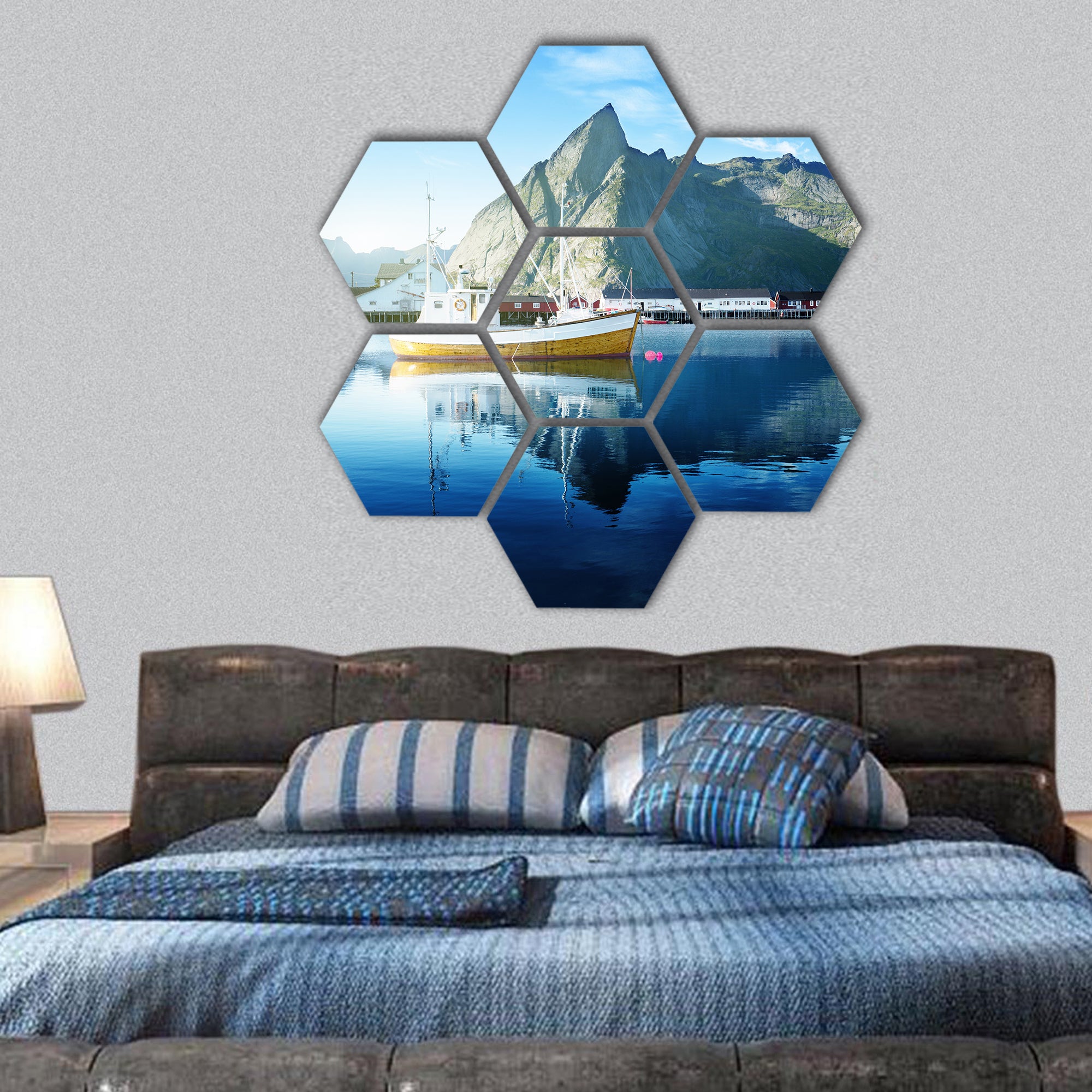 Reine, Lofoten islands, Norway hexagonal canvas wall art