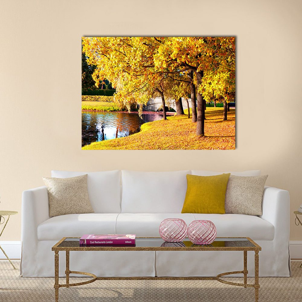 Beautiful autumn forest in park ' Pushkin Multi panel canvas wall art