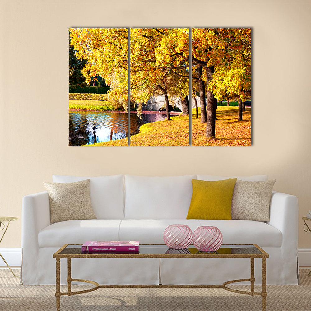 Beautiful autumn forest in park ' Pushkin Multi panel canvas wall art