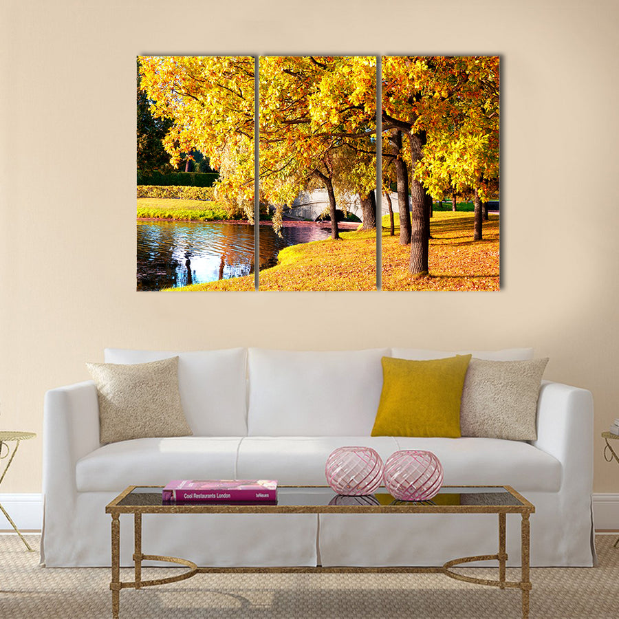 Beautiful autumn forest in park ' Pushkin Multi panel canvas wall art