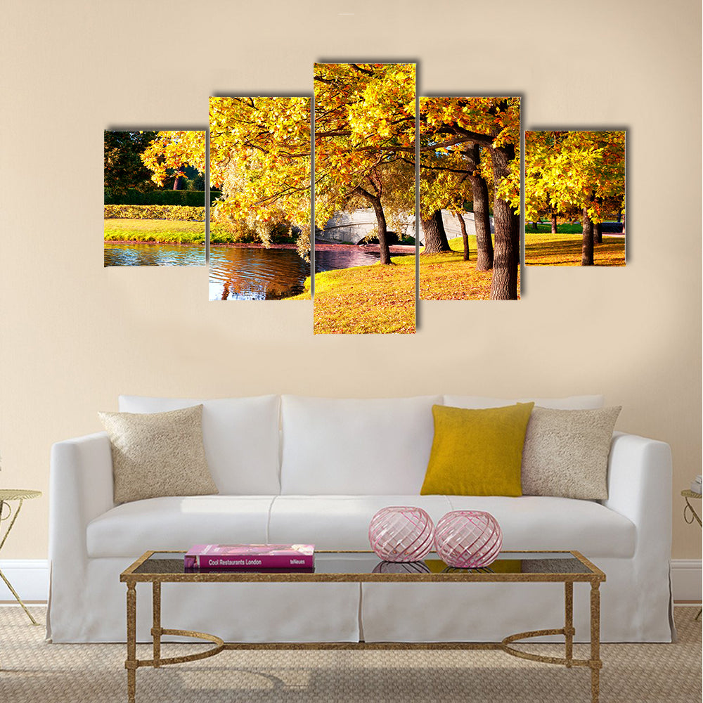 Beautiful autumn forest in park ' Pushkin Multi panel canvas wall art