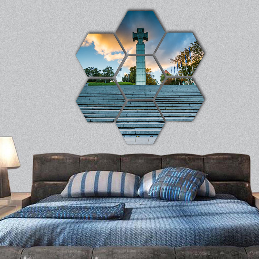 freedom Square, in Tallinn, Estonia hexagonal canvas wall art