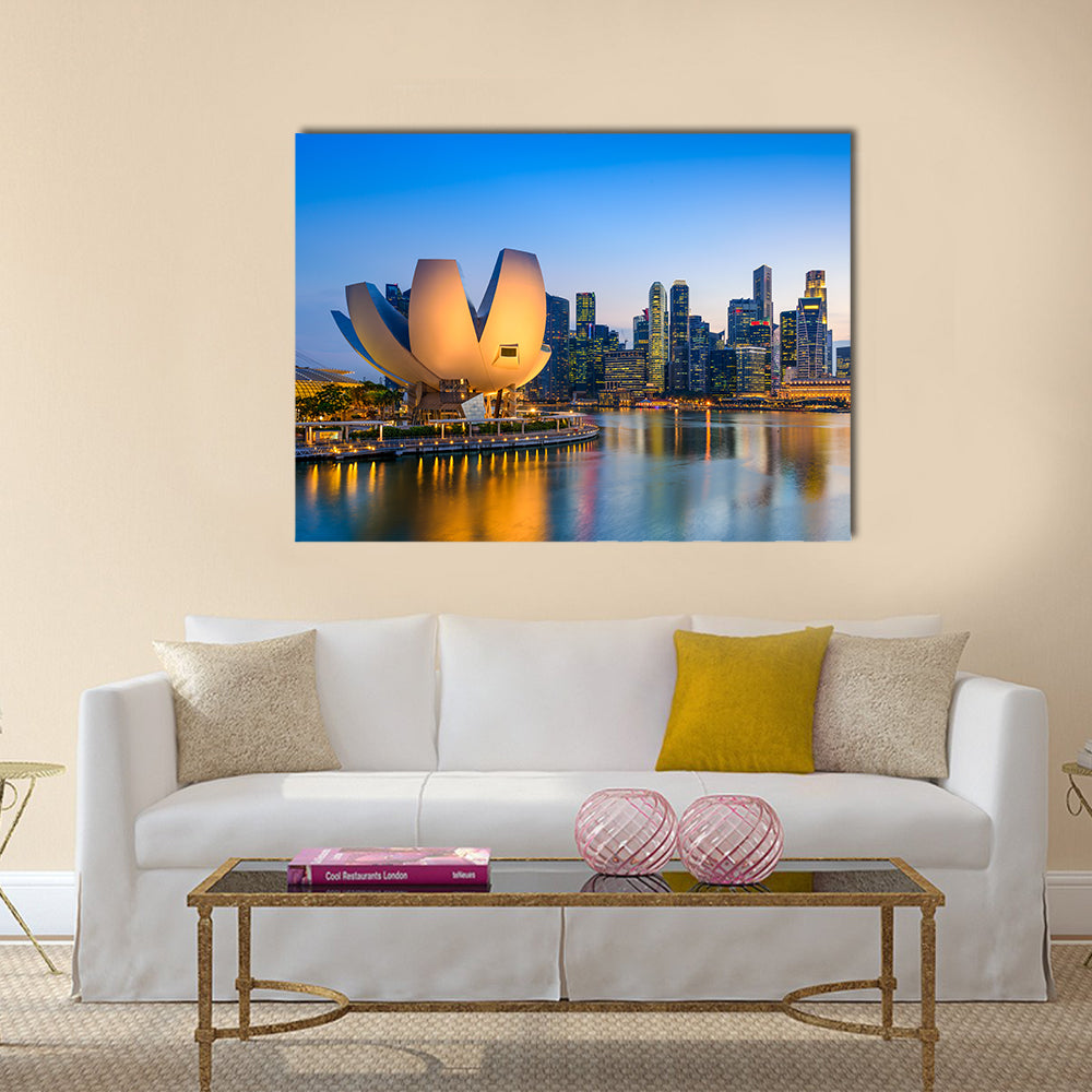 Singapore skyline at the Marina during twilight Multi panel canvas wall art