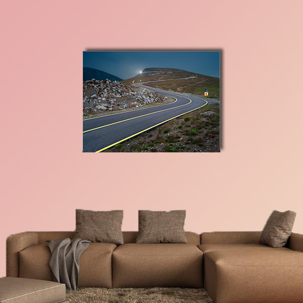 Transalpina road at dusk, highest and most dangerous asphalt wall art