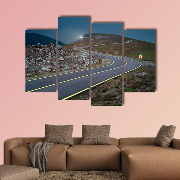 Transalpina road at dusk, highest and most dangerous asphalt wall art
