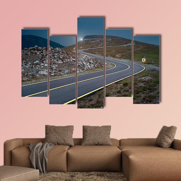 Transalpina road at dusk, highest and most dangerous asphalt wall art