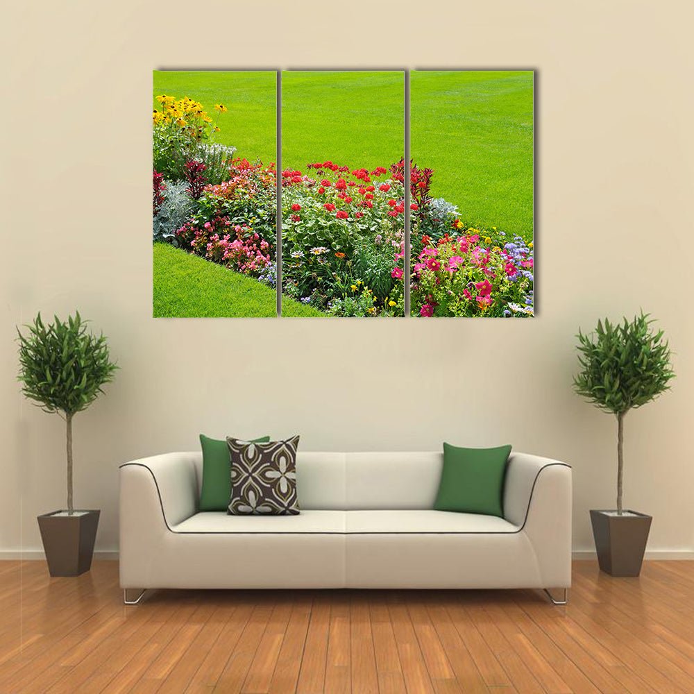 Bright Garden Flowers Indicate The Arrival Of The Spring, Multi Panel Canvas Wall Art