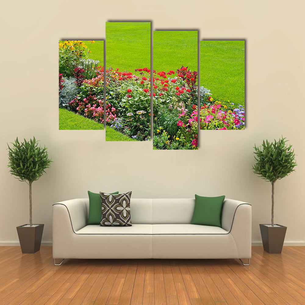 Bright Garden Flowers Indicate The Arrival Of The Spring, Multi Panel Canvas Wall Art