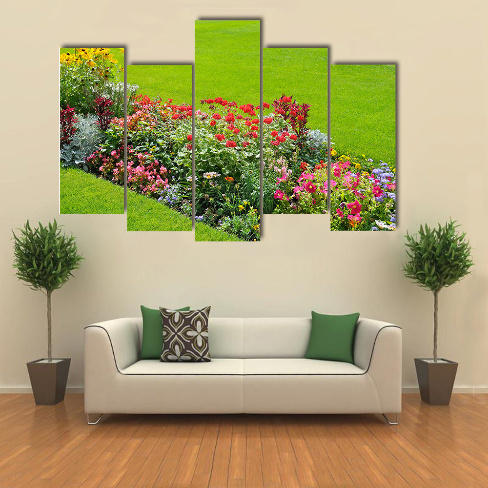 Bright Garden Flowers Indicate The Arrival Of The Spring, Multi Panel Canvas Wall Art