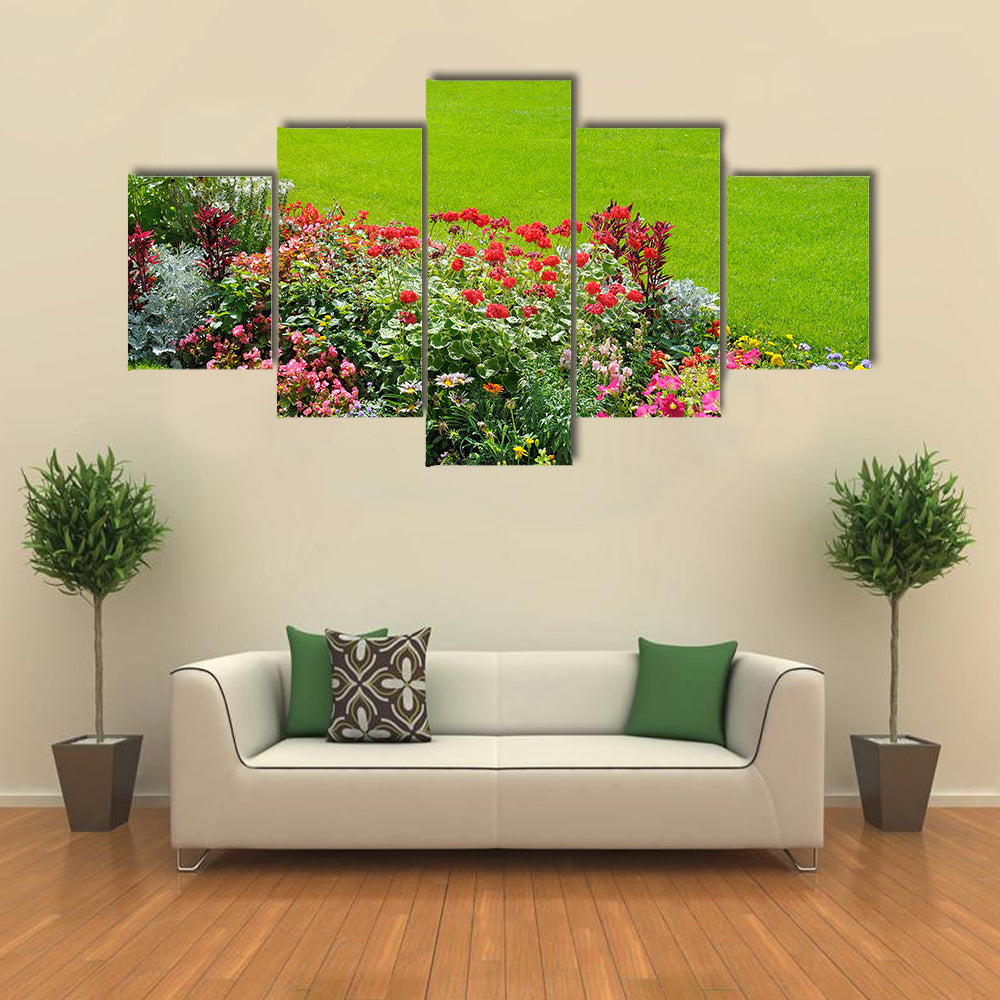 Bright Garden Flowers Indicate The Arrival Of The Spring, Multi Panel Canvas Wall Art