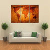 World map paint design art multi panel canvas wall art